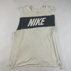 Nike Athletic Cut Sleeveless Tank Top White Charcoal Gray Mens XL